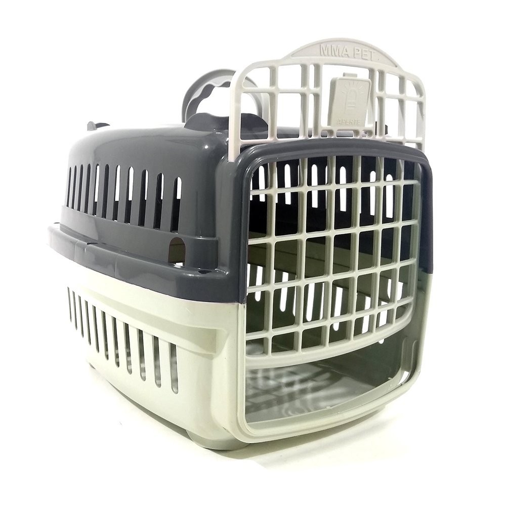 Gray Transport Box 30x22x22cm - Removable Door and Ventilation Detail - Premium Pet Caprili Shop Product