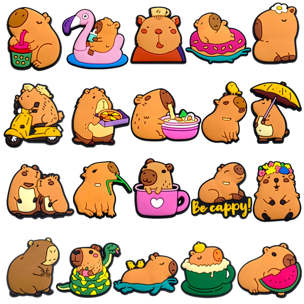 1PCS Cartoon Cute " Capybara Series " Crocs Jibbitz Shoe Charms Sandals Acessórios De Pulseira Para Crianças Festa De Aniversário