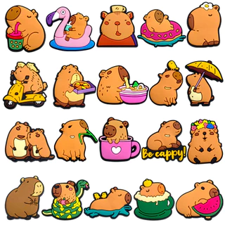 1PCS Cartoon Cute " Capybara Series " Crocs Jibbitz Shoe Charms Sandals Acessórios De Pulseira Para Crianças Festa De Aniversário
