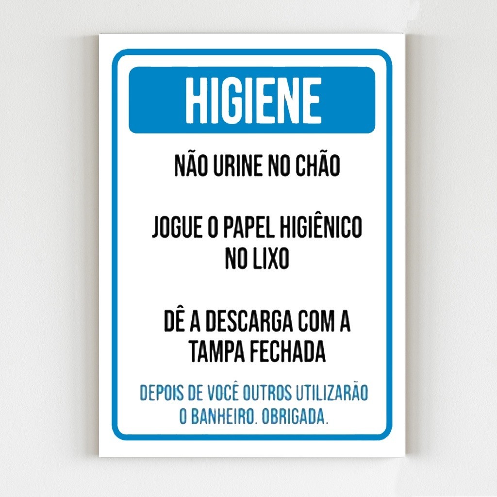 Placa de aviso higiene não urine no chão jogue papel no lixo | Shopee ...