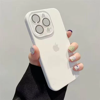 Capa De Telefone De Silicone Líquido Oficial Com Proteção De Lente De Cristal Original Para iPhone 16 15 14 13 12 11 Pro Max 14 15 16 Plus Macia À Prova De Choque