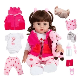 Bebê Sweetie Reborn Realista 100% Silicone 48cm Girafinha 