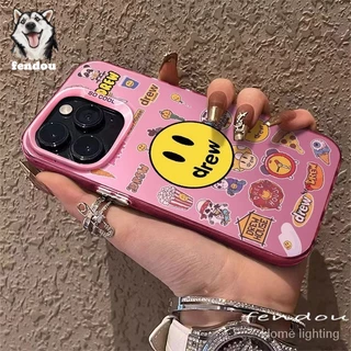 Capa de telefone de rosto sorridente amarelo para iPhone 15 13 12 11 15Promax 7 8 Plus 14 PlusXsmax XR X Protective Hard Capa de mulheres high-end USUP