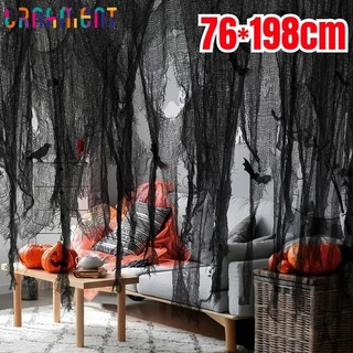 Decoração De Halloween Fantasma-Gaze Preta-Assustadora Do Festival Adereços De Cena De Casa Assombrada-Portas & Janelas Mesas-Teia De Aranha