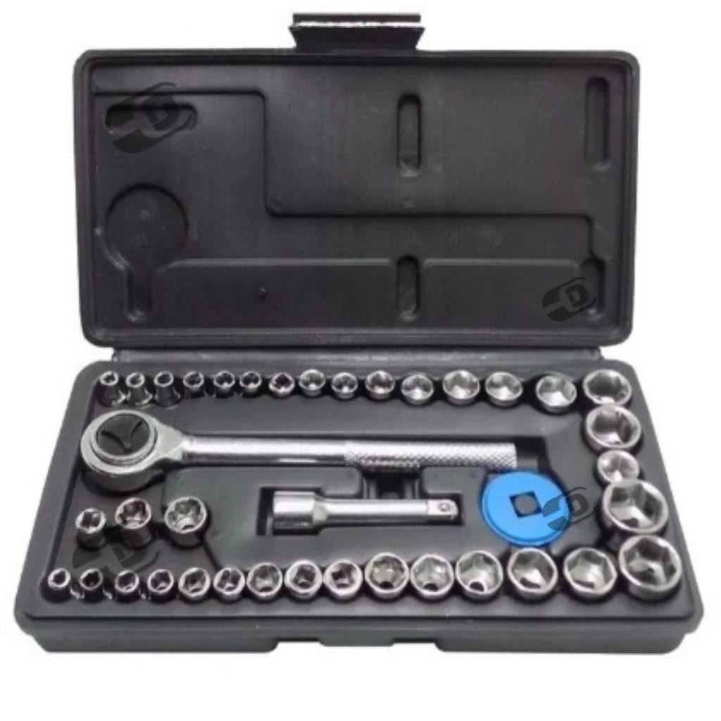 Kit Jogo De Soquete Chave Catraca Reversível 1/4 - 40 Peças