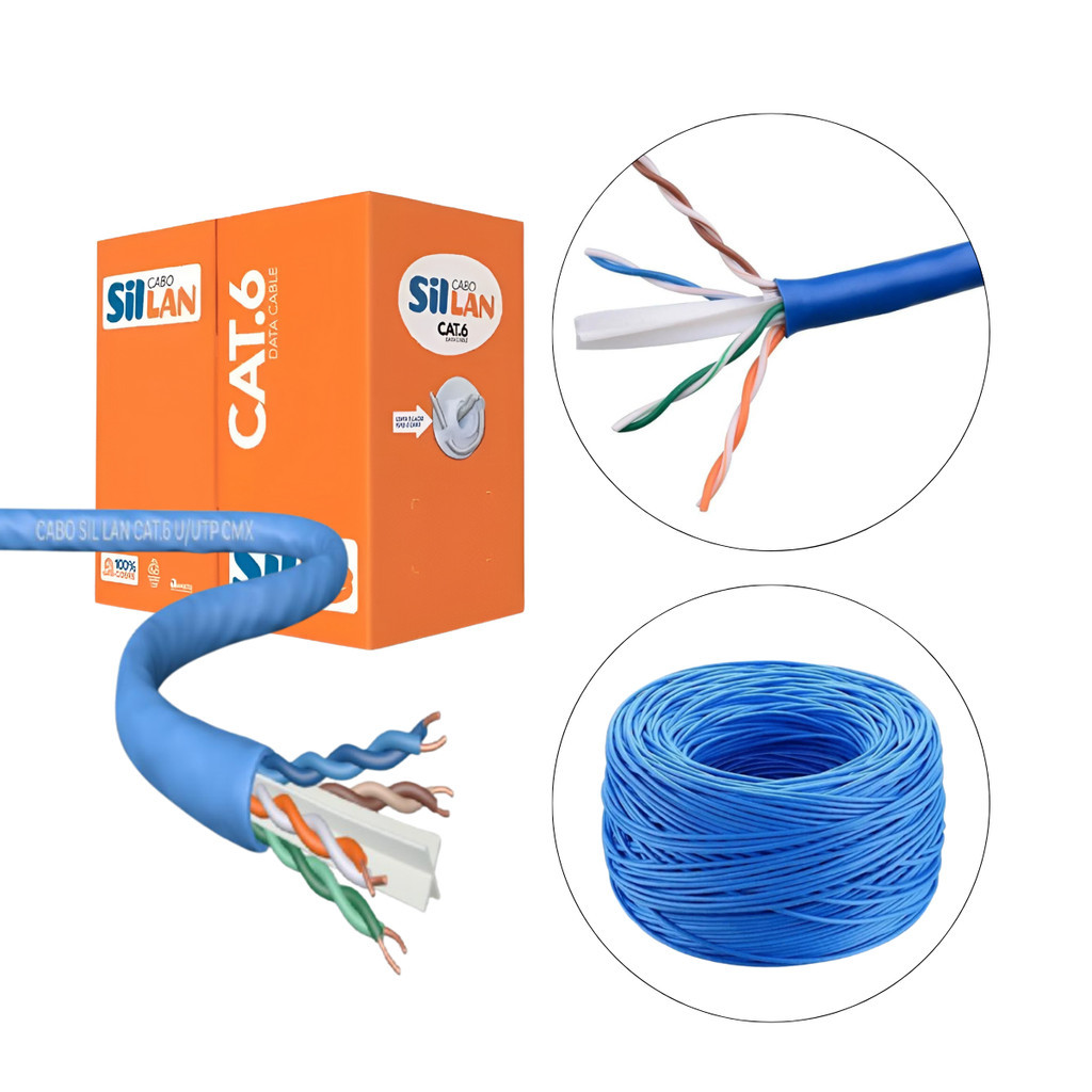 Cabo de Rede CAT6 Lan 4 Vias U/UTP Azul 305m - SIL