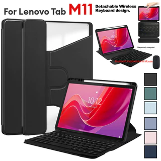 Para Lenovo Tab M11 TB330FU/Xiaoxin Pad 2024 TB331FC Teclado Bluetooth Wilress Destacável De 11 Polegadas Com Mouse Smart Leather 360 Caixa Giratória