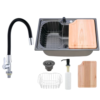 Kit Cuba Cozinha Gourmet Tábua C/ Torneira Silicone Preta em Oferta na Shopee