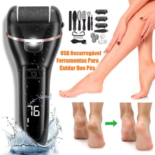 NOVO Lixador De Pé Elétrico Removedor Esfoliador Elétrico Para Pés Lixa Elimina Calos 18 em 1 Profissional Premium USB Recarregável