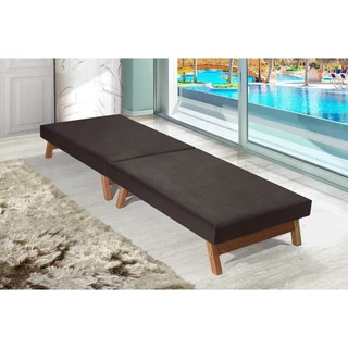 Cama Dobravel Portatil Marrom 170x60 Com Colchão Emutido -Pes Madeira Maciça -P/ Ate 130 KG