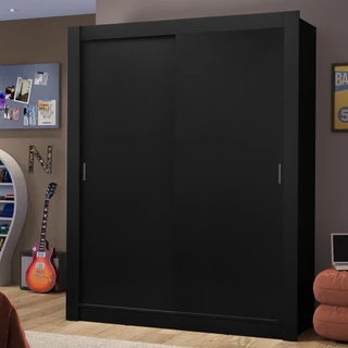 Guarda-Roupa Solteiro Madesa Dallas 2 Portas de Correr 2 Gavetas - Preto em Oferta na Shopee