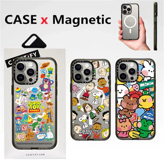 CaseTifg Snoopy Toy Story Carregamento Magnético À Prova De Choque Caixa Para Telefone Com iPhone 15 12 13 14 Pro Max Plus De Silicone Transparente E Macia De Proteção Do Lado Da Cobertura Dura Acrílica