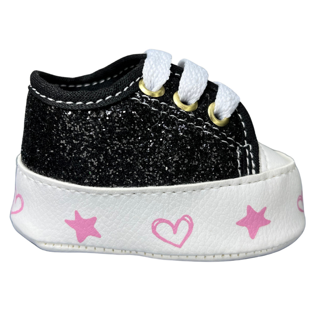 Tênis Starzinho de bebê Gliterzinho (Preto) Shopee Brasil