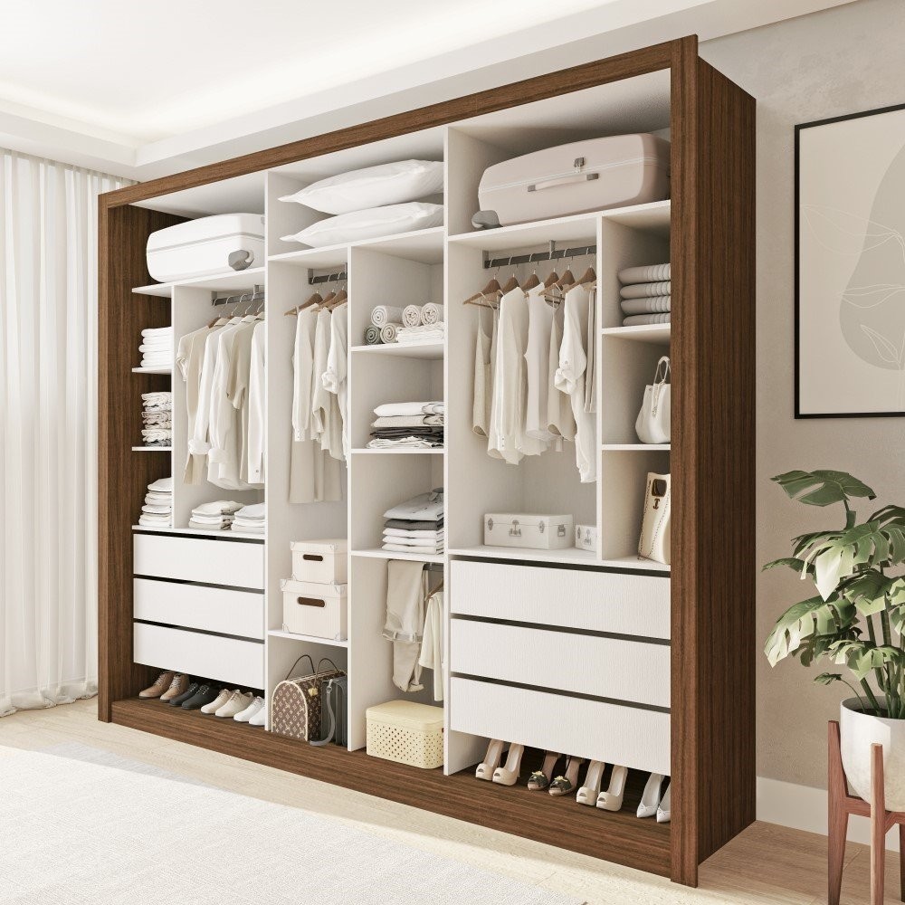 Módulo Closet Casal sem Portas 6 Gavetas Itália Freijó | Shopee Brasil