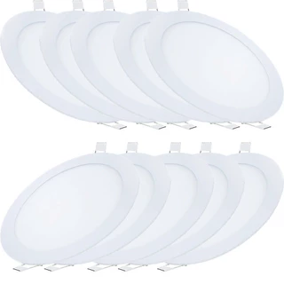 10 Plafon Painel De Led 18w Embutir Redondo Quadrado Branco Frio kit 2 4 8 10