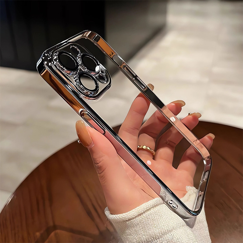 Capa Protetora De Telefone TPU Para Samsung A55 A54 A53 A33 A23 A32 A72 S22 S23 S24 Plus Ultra Fe Eletrodeposição Transparente À Prova De Choque Vem Com Protetor De Lente