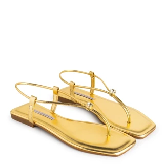 Rasteira Sandália Ouro com Pedra Silk 1380.227_2