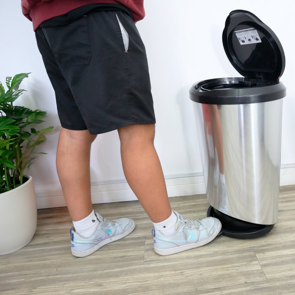 Lixeira Cesto de Lixo com Pedal Label Prata 10L 20L ou 45 Litros Grande