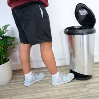 Lixeira Cesto de Lixo com Pedal Label Prata 10L 20L ou 45 Litros Grande