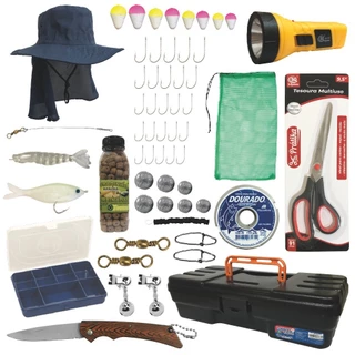 Kit de Pesca Esportiva Completo com Acessórios Iscas Maleta Organizadora