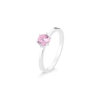 Anel Solitário 5mm Pedra Rosa Prata 925