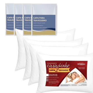Kit Casadinho 4 Travesseiros Ortobom + 2 Capas Impermeáveis