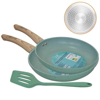Kit 2 Frigideira Cerâmica Indução Gás Frita Sem Óleo Antiaderente Verde