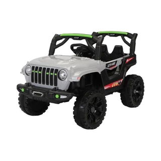 Jipe Carrinho Elétrico Infantil 12v Cinza Controle 2em1 Led