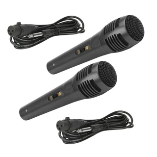 Kit 2 Microfone Dinâmico Com Cabo De 3 Metros P10 Profissional Para Caixa De Som Karaokê E Instrumentos