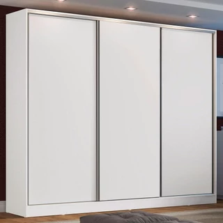 Guarda Roupa Casal 100% MDF Madesa Zurique 3 Portas de Correr - Branco em Oferta na Shopee