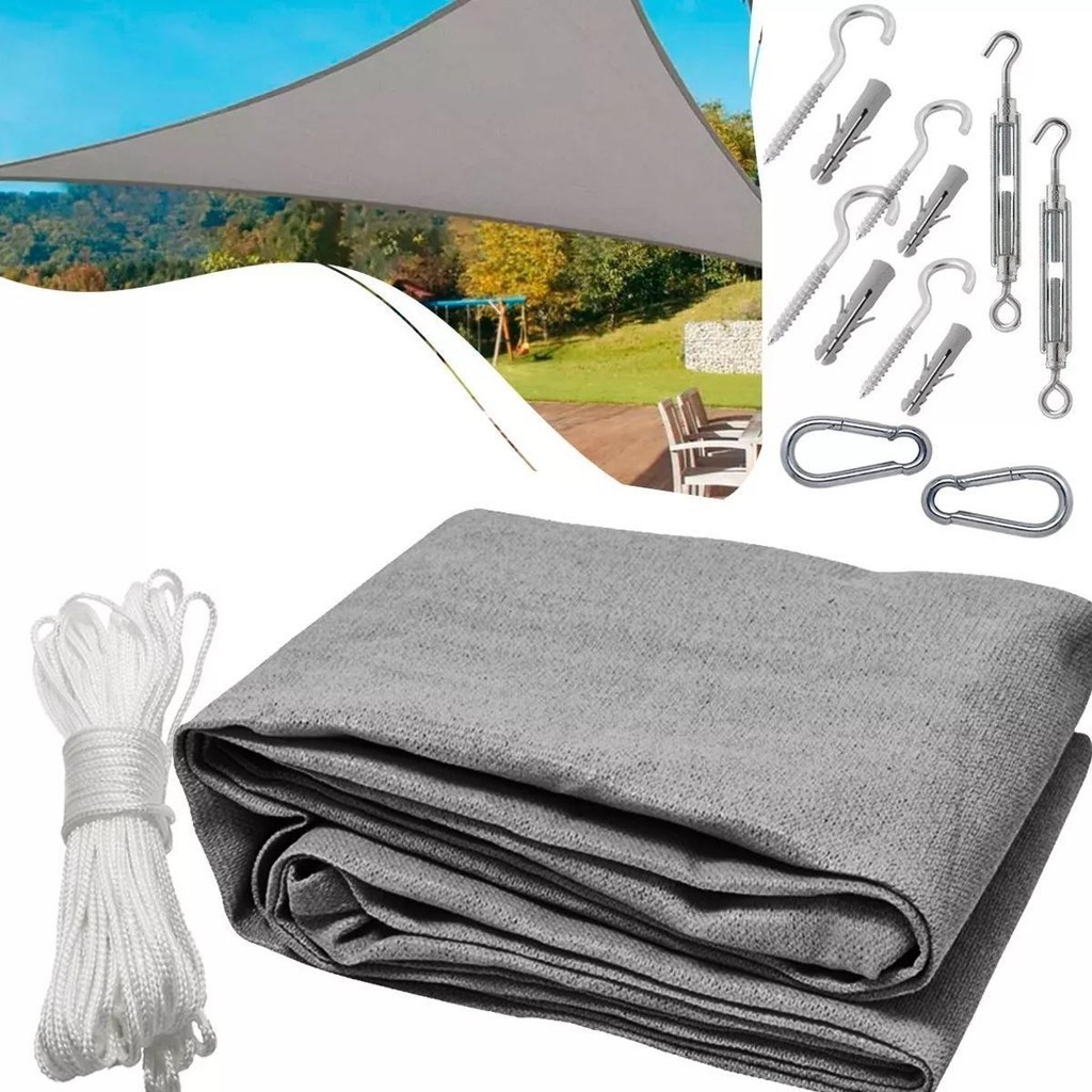 Tela Triangular Sombreamento Cinza 3x3x3 Metros + Kit | Shopee Brasil