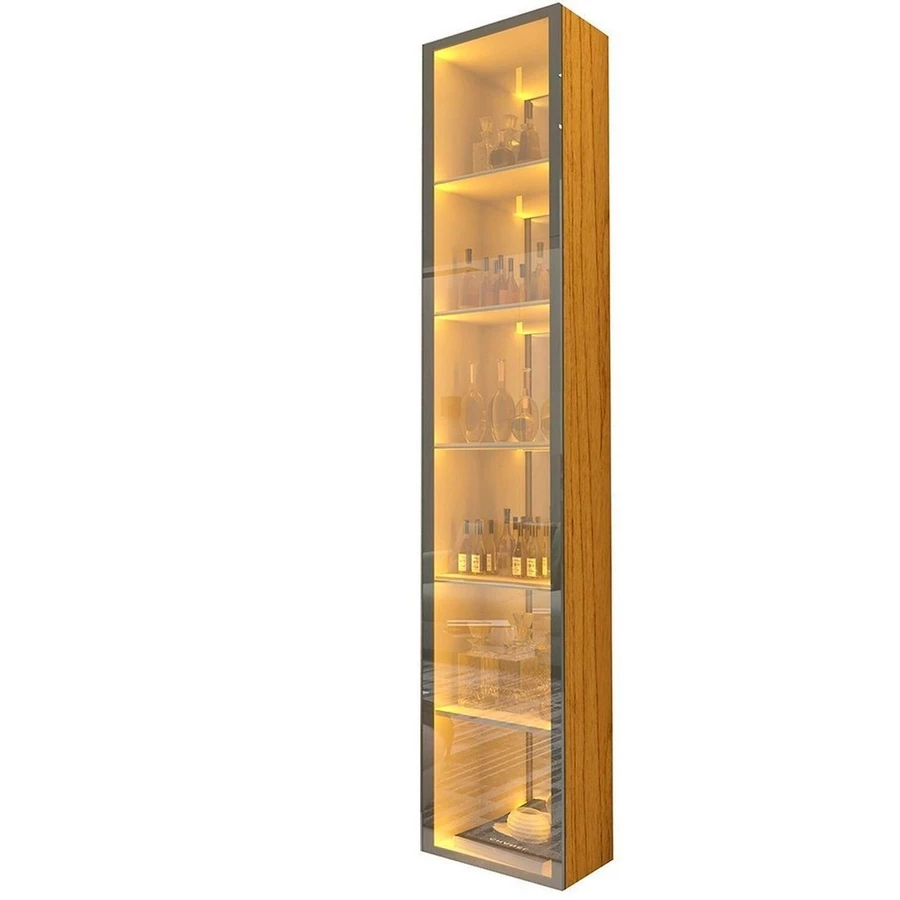 Cristaleira 1 Porta Reflecta com Fita Led com Espelho Luminare 100% Mdf Naturale — foto 2 de 5