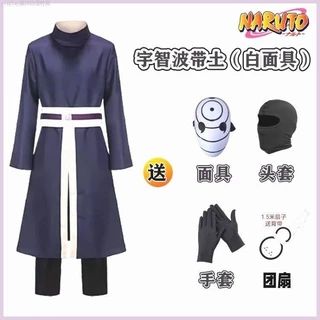 Fantasia de Cosplay de Uchiha Obito, Máscara Branca, Conjunto de Sapatos de Fã, Anime de Naruto, Papel de Halloween, Cab
