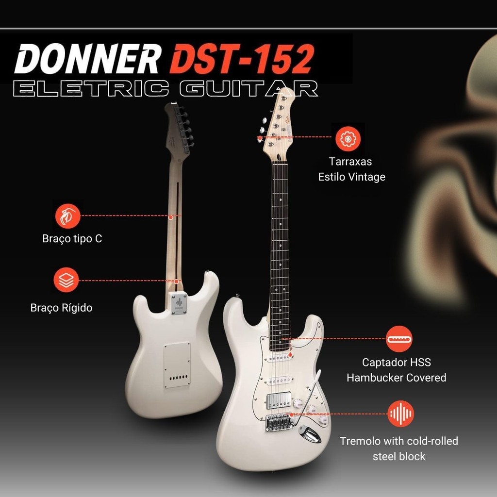 Kit Completo Guitarra Donner Polar DST-152 | Shopee Brasil