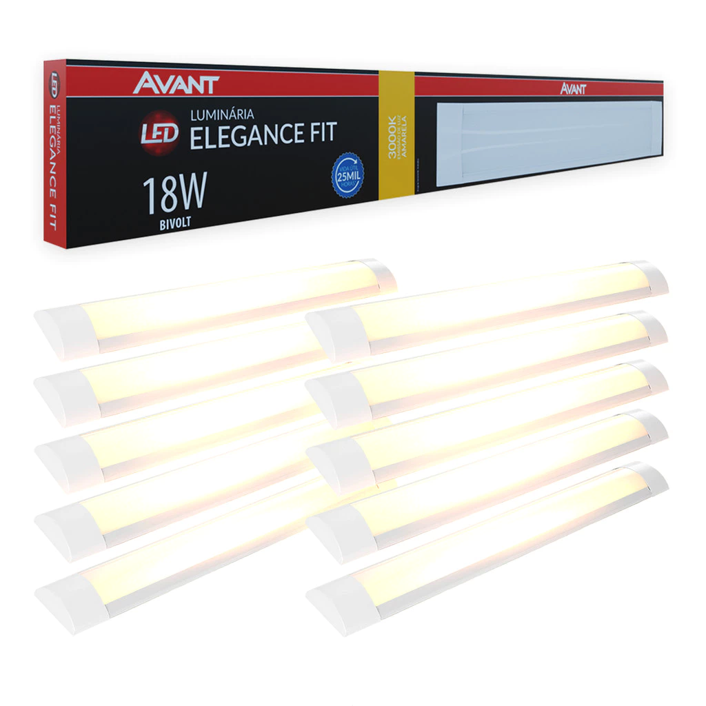 Kit 10 Luminaria Led Elegance Fit 18w 3000k Branco Quente 110v/220v Ip20 Branco Cod: 946110577-10 Avant
