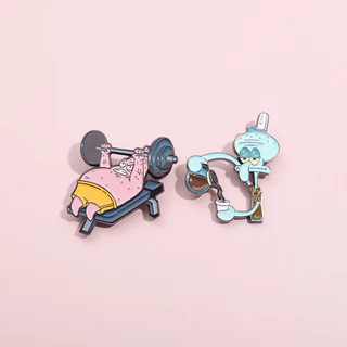 " Pat Star and Squidward Spongebob Series " Broche De Esmalte Da Série " Acessórios De Moda Saco Escolar Crachá Presente Para Amigos