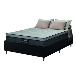Cama Box Desmontável Casal Com Colchão Gazin Molas Ensacadas Maximus Gazin 138x188x63cm Cinza/Branco/Preto
