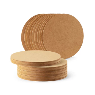 Kit Sousplat Com 12 Bolachas 35x35 Cru Circulo Base Mdf 3mm