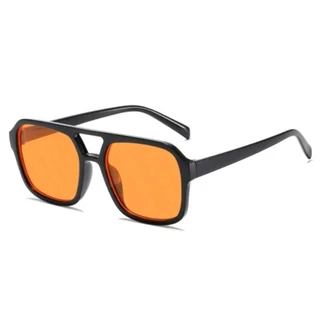 Óculos De Sol Retro Quadrado Lente Laranja Vintage Unissex