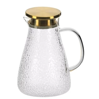 Jarra Vidro 1,8lts Tampa Dourada Suco,Agua, Refrigerantes