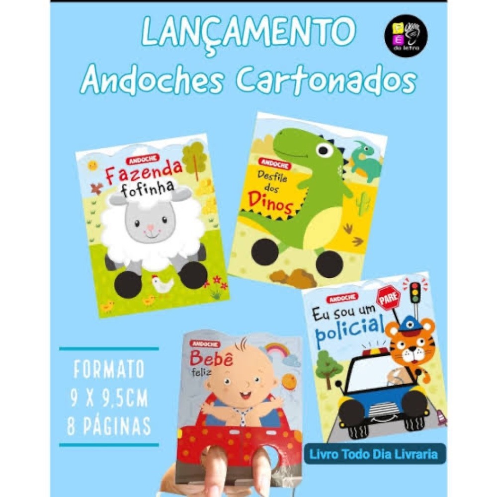 COLEÇÃO ANDOCHE MINI LIVROS BEBÊ INFANTIL KIT 4 UNIDADES