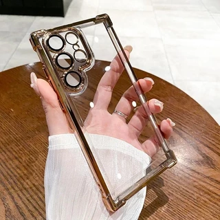 Capa De Luxo Transparente À Prova De Choque Para Samsung Galaxy S24 S23 FE S22 Plus Armadura Híbrida Ultra Dura Em Acrílico