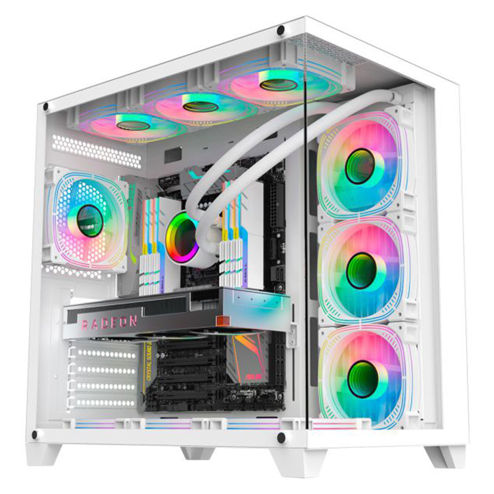 Gabinete Gamer K-Mex Ghost Shark Branco Vidro Temperado Sem Fan Mid Tower ATX - CG-W2J1