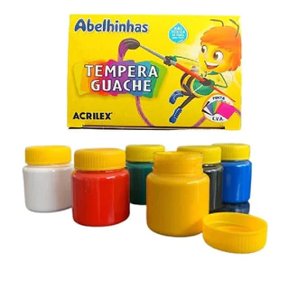 ESTOJO TINTA TEMPERA GUACHE ACRILEX - 6 POTES 15 ML CADA