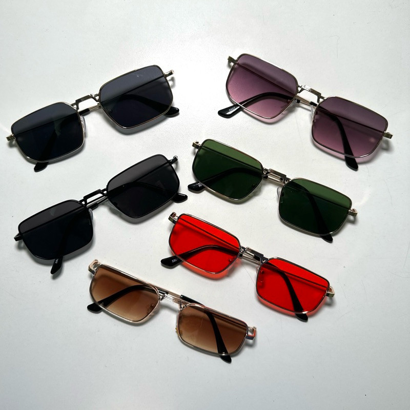 Óculos de Sol Retangular Vintage Clássico Metal Lente Amarelo Masculino ...