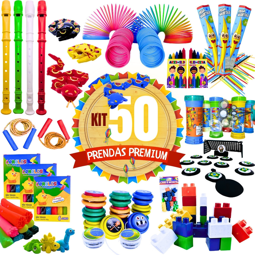 Kit 50 Prenda Festa Junina PREMIUM Brinquedos Brinde Criança | Shopee ...