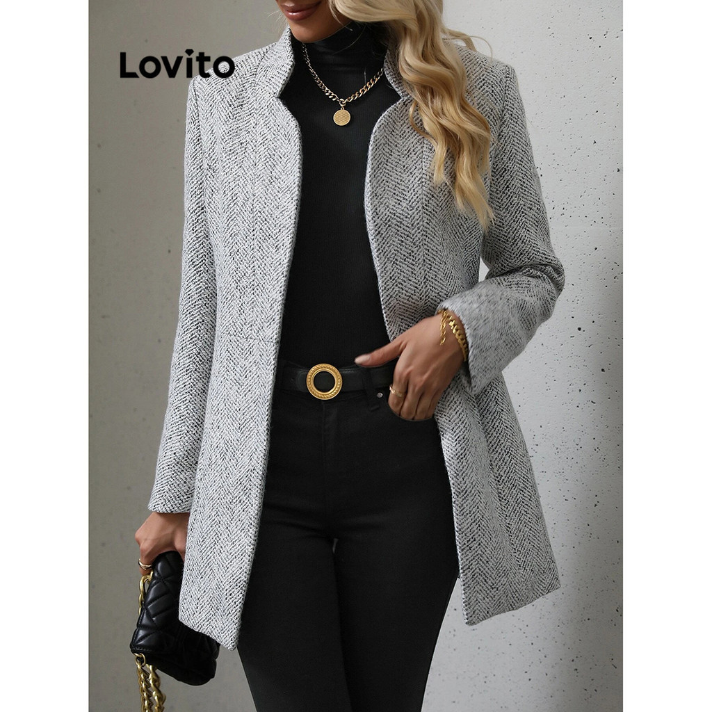 Lovito Casaco elegante com bolso geométrico para mulheres LBL13428