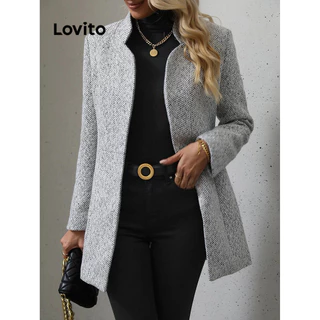 Lovito Casaco elegante com bolso geométrico para mulheres LBL13428