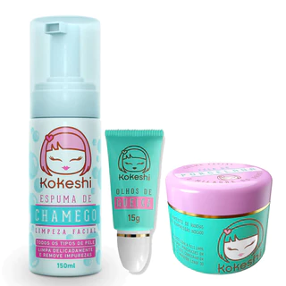 Kit Kokeshi Pele Porcelana + Olhos de Gueixa + Espuma Chameg