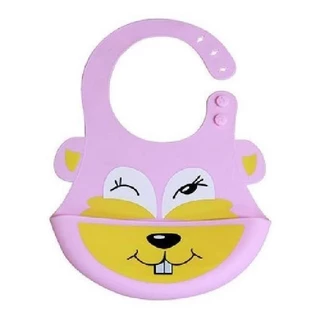 Babador Silicone com Cata Migalhas Esquilinha KaBaby Rosa